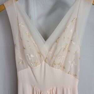 Vintage Nightgown v-neck pink blush embroidered